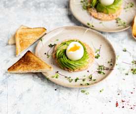 Avocado with egg and salmon tartare