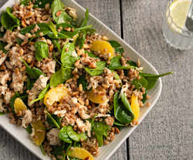 Orange Chicken with Giant Couscous and Pine Nuts