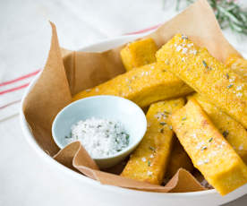 Rosemary and thyme polenta chips