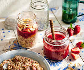 Nut butter & berry chia jam overnight oats