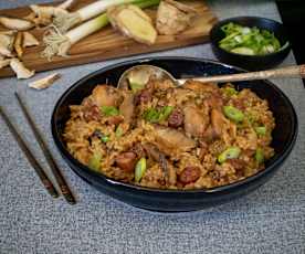 Chicken and Chinese sausage rice