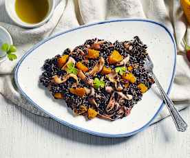 Insalata di riso calda con calamari e zucca