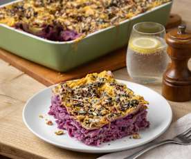 Rotkrautlasagne mit Tofu-Béchamelsauce (vegan)