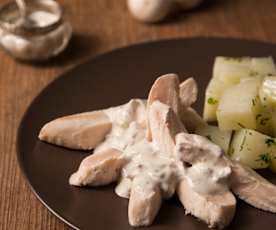 Chicken breast with mushroom sauce and potatoes