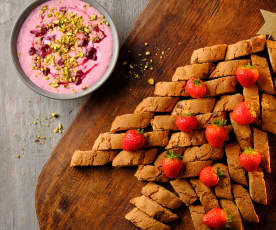 Cranberry Cream Cheese Dip with Biscotti Tree