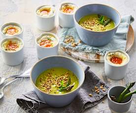 Vellutata di asparagi e cocottine di uova filanti (Bimby Friend)