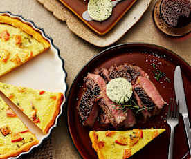 Entrecôte mit Süßkartoffel-Tarte