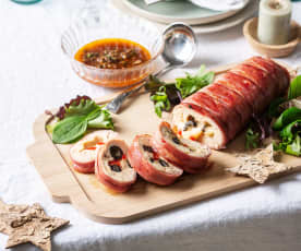 Rollo de pechuga de pollo con chimichurri