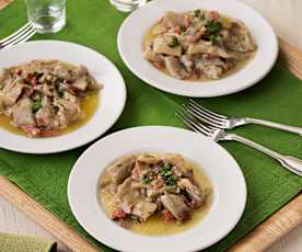 Setas de cardo con jamón