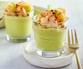 Mazzancolle con mousse di avocado e stracchino