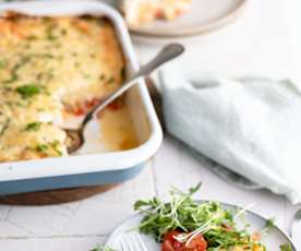 Gratinado de legumes e queijo