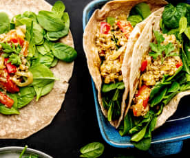 Fajitas de cerdo con cebolla y pimientos salteados