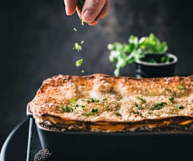 Lasagne blanche aux champignons, bœuf et truffe