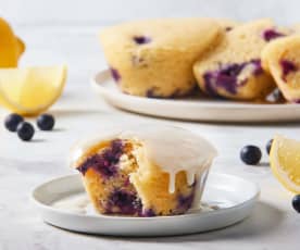 Lemon Glazed Blueberry Muffins