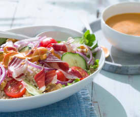 Ensalada de arroz con aliño de gazpacho