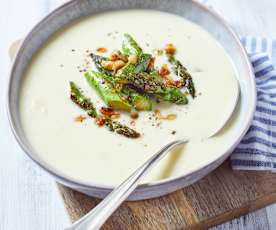 Vichyssoise mit karamellisiertem Spargel