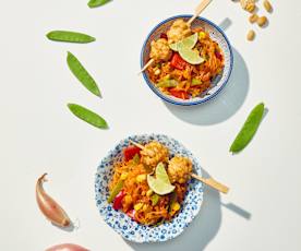 Garnelenbällchen mit Glasnudelsalat