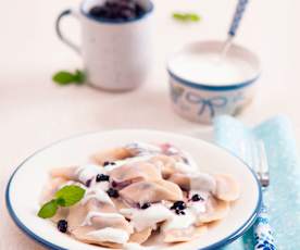 Pierogi con queso y blueberry's