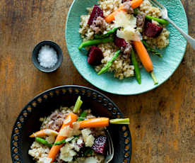 Pearl barley risotto with asparagus