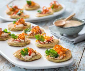 Mussel fritters with chilli mayonnaise