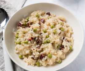 Risotto de guisantes y jamón 