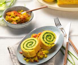 Bärlauchroulade mit Paprikasalat