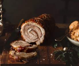 Porchetta al horno con guarnición