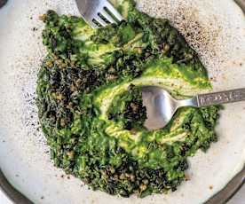 „Risotto” z pestek słonecznika z czosnkiem niedźwiedzim