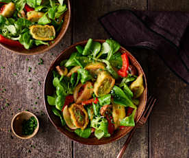 Lauwarmer Maultaschen-Feldsalat