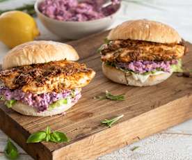 Hamburguesa de pechuga de pollo con costra de hierbas