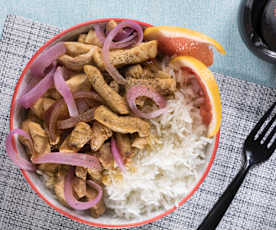 Riso basmati con petto di pollo marinato