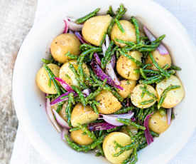 Salade de pommes de terre grenaille aux salicornes