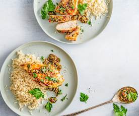 Poulet miel-citron vert et riz créole