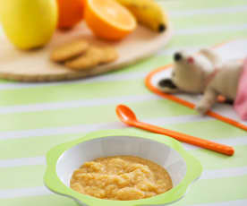 Papilla de frutas con galleta sin gluten