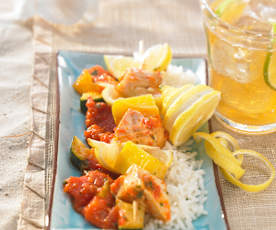 Karibische Fischspieße mit Gemüsecurry