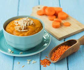 Karotten-Linsen-Püree mit Mandelsplitter