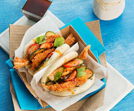 Bao buns con gambones crujientes