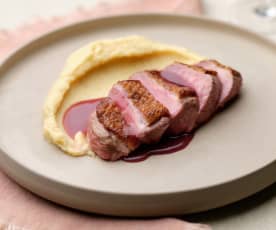 Duck Breast with Parsnip Purée and Red Wine Reduction