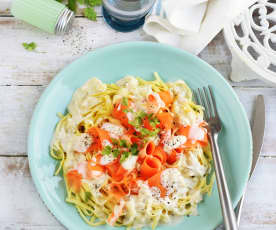 Fettucines aux carottes et crème au brie