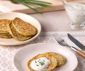 Blinis con crema de limón y hierbas frescas