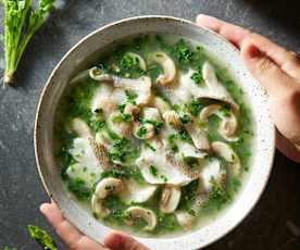 荠菜蘑菇烩鱼片