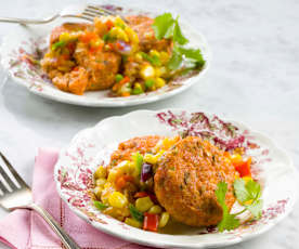 Baked Salmon Cakes with Corn Salsa