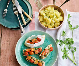 Papelotes de salmão com salada de batata