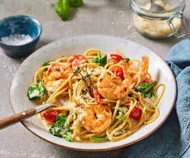 Garnelen-Pasta mit Pesto-Sauce