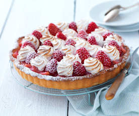 Tarte meringuée fraise-rhubarbe