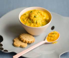 De eerste hap: Zalm met Groenten