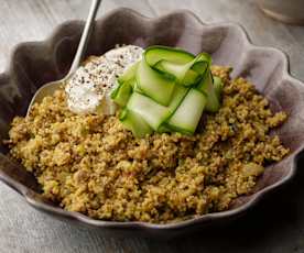 Ras el Hanout Rind mit Couscous und Zucchini