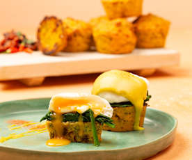 Eggs Benedict and corn muffins