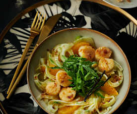 Jakobsmuscheln auf Rucola-Orangen-Salat