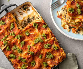 Vegan sveppa- og spínat lasagna